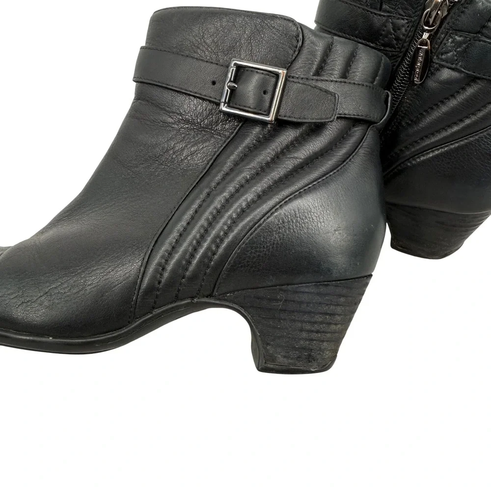Clarks Leyden Summit Leather Waterproof Ankle Boots Buckle Zip Kitten Heel 6M‎